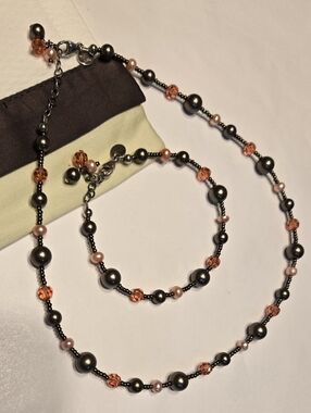 Emily Ray Vintage Sterling Silver Beaded Necklace And Bracelet Set